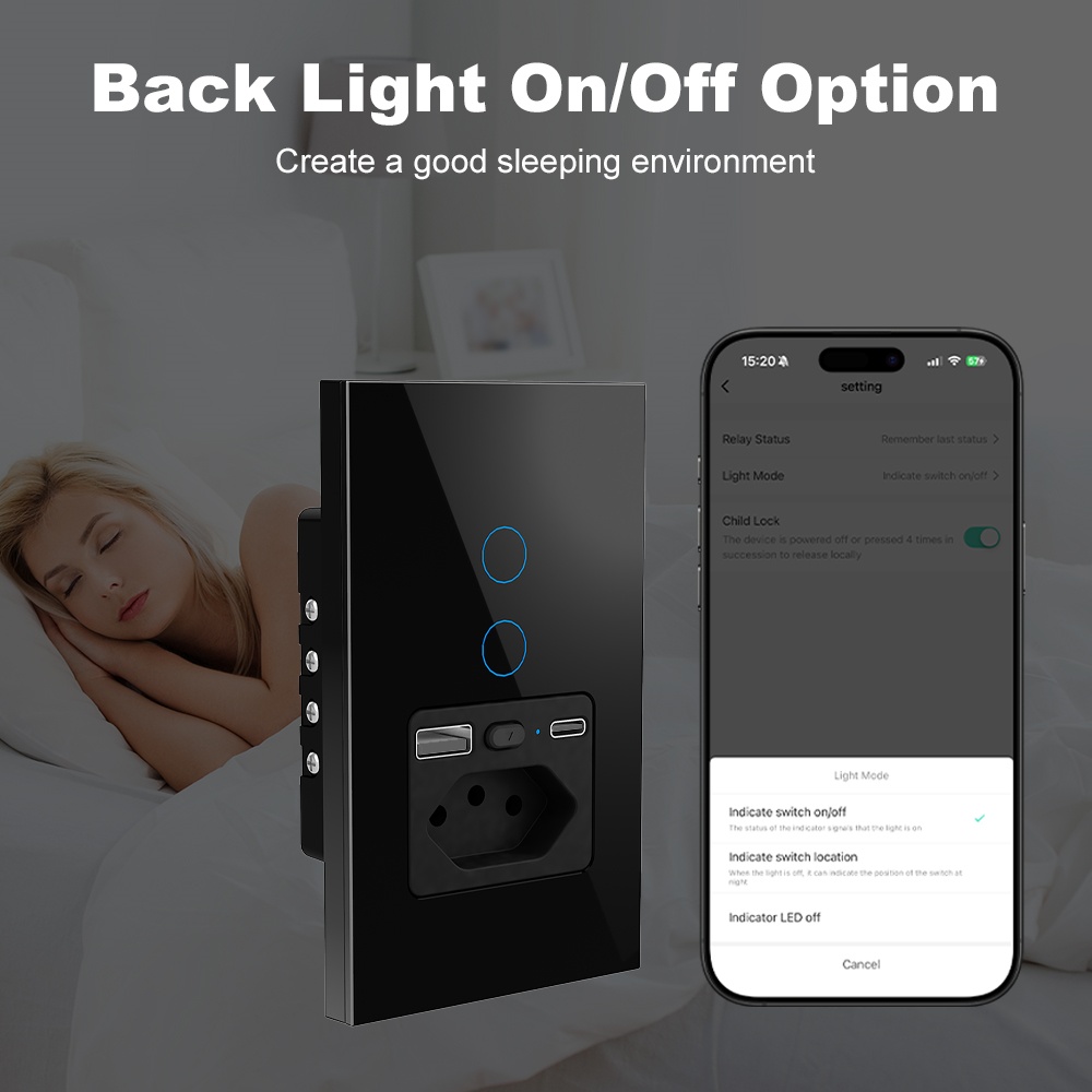 Manhot WiFi 16A Brazil Socket  - огляд і ціна Smart Light Switch Wifi
