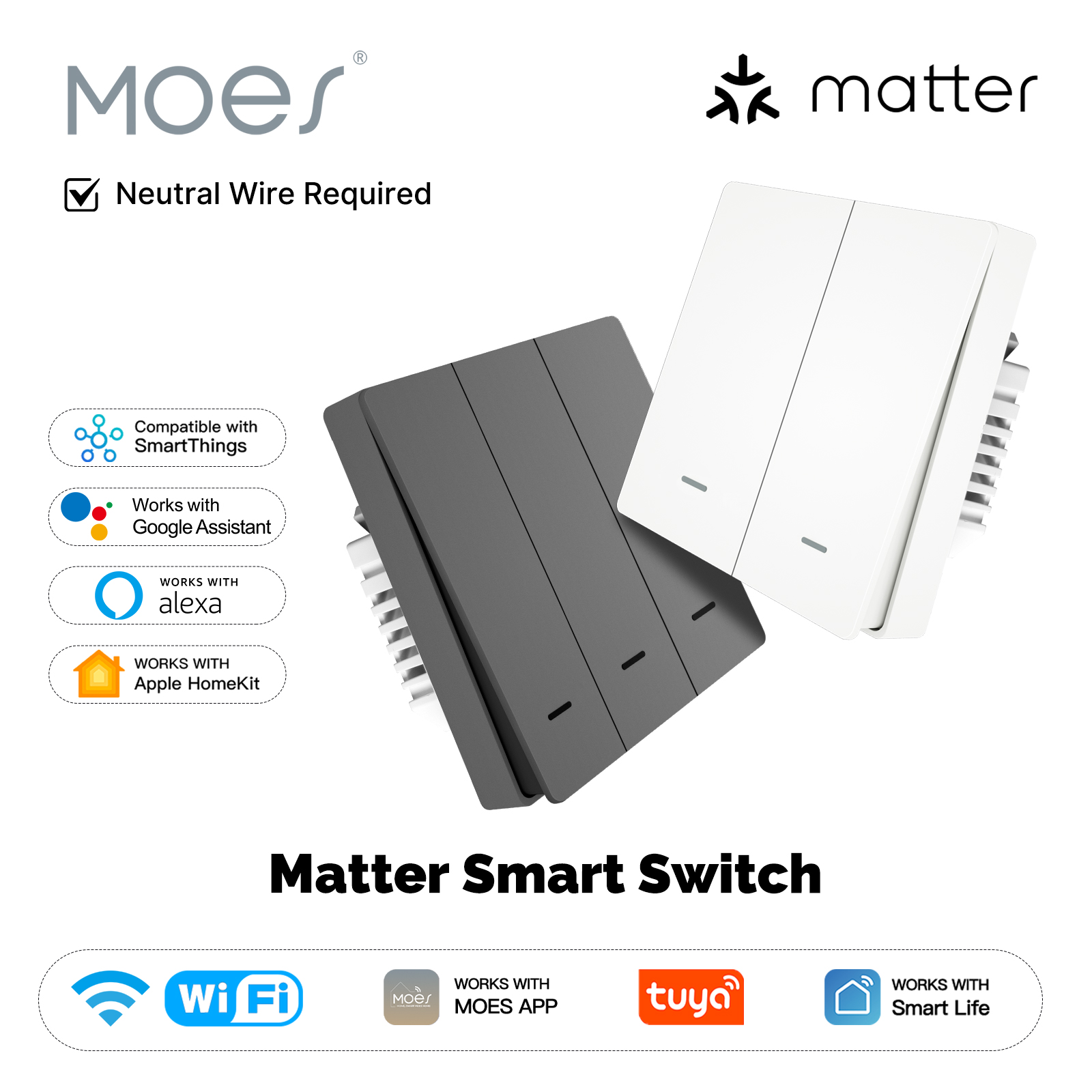 MOES Matter Tuya WiFi Smart Li - огляд і ціна Smart Light Switch Wifi